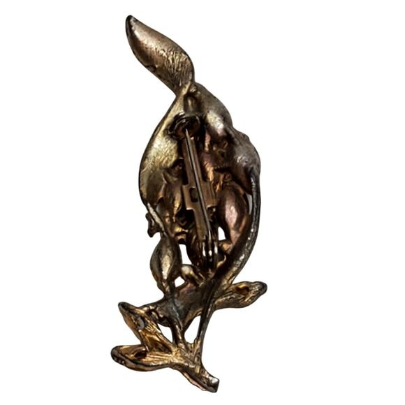 Leaf Brooch Vtg Gold Tone Leaf Rhinestone 2.5" Unsigned - Picture 2 of 3